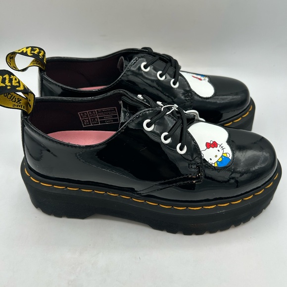 NEW DR MARTENS HELLO KITTY 1461 QUAD PLATFORM Patent Oxford boots Size 7.5 - Picture 3 of 12